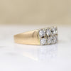 Double Row of Diamonds Bold Two-Tone Band