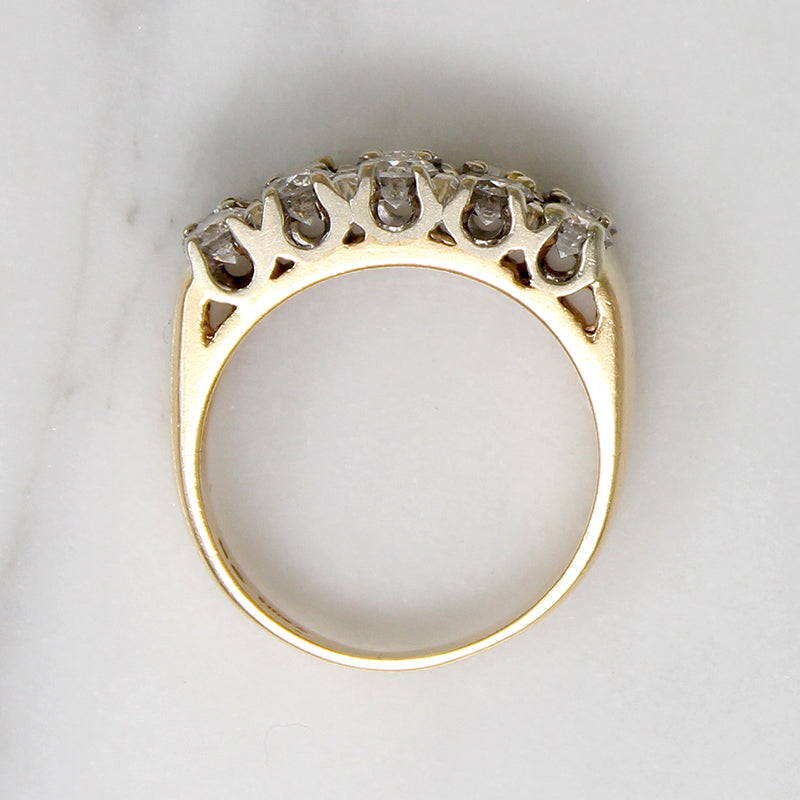 Double Row of Diamonds Bold Two-Tone Band