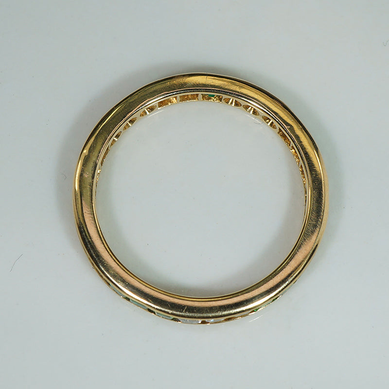 Vintage Emerald and Diamond 18k Eternity Band