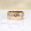 Glossy Gold Cigar Band with Three Star-Set Diamonds