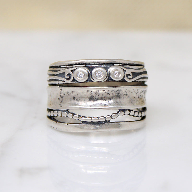 Unusual Sterling "Stack" Ring by Shablool Didae