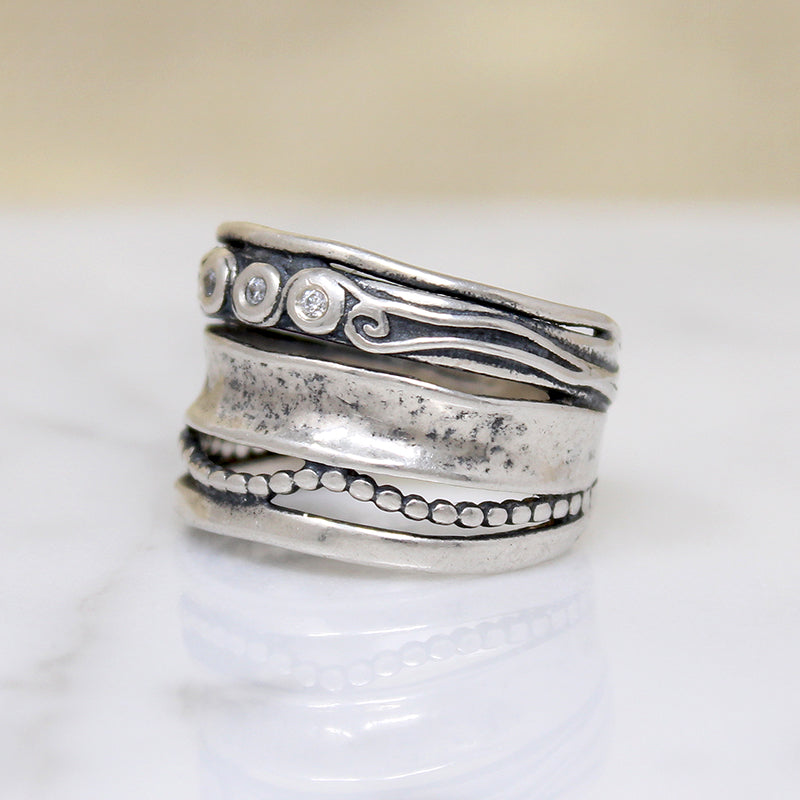 Unusual Sterling "Stack" Ring by Shablool Didae