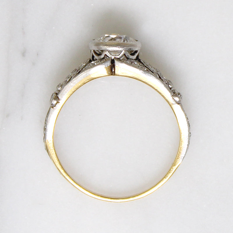 Rare Belle Époque 1.08ct Old Euro Cut Diamond Ring 