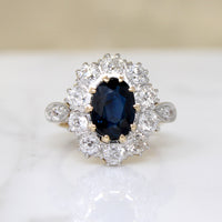 Commanding Sapphire & Diamond Halo Ring