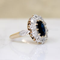 Commanding Sapphire & Diamond Halo Ring