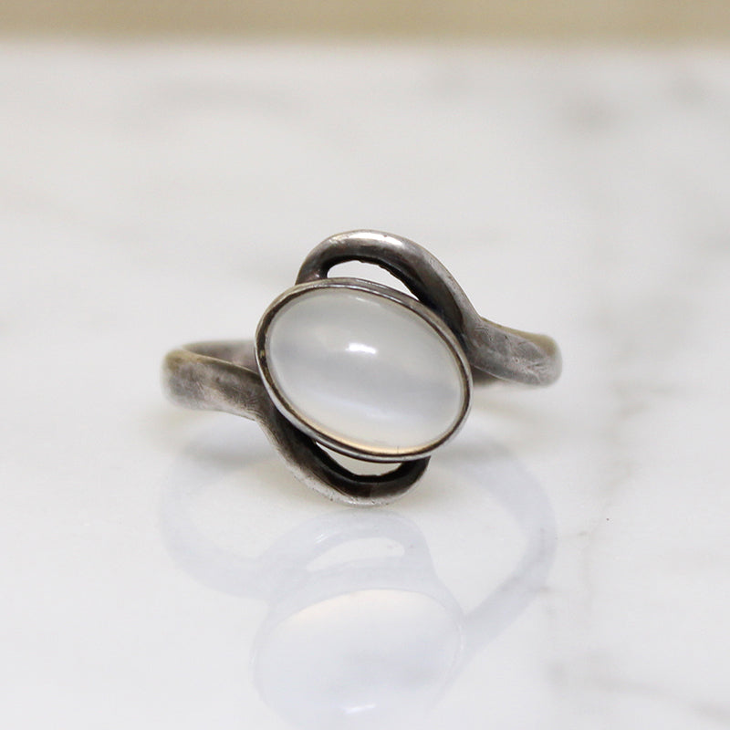 Lambent Moonstone in Sterling SIlver Bypass Ring