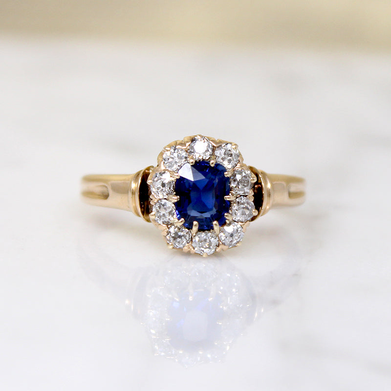 Heavenly Cushion Cut Sapphire & Diamond Halo Ring