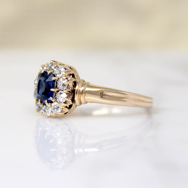 Heavenly Cushion Cut Sapphire & Diamond Halo Ring