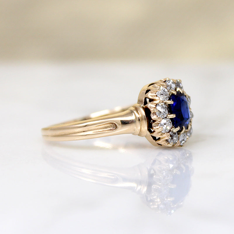 Heavenly Cushion Cut Sapphire & Diamond Halo Ring