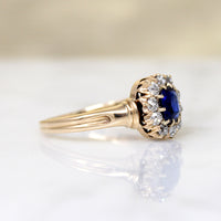 Heavenly Cushion Cut Sapphire & Diamond Halo Ring