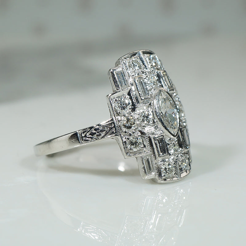 Beautiful Platinum Art Deco Diamond Ring