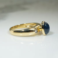 Cabochon Sapphire and Diamond 18k Gold Ring