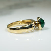 Rich Green Emerald Cabochon 18k Gold Ring