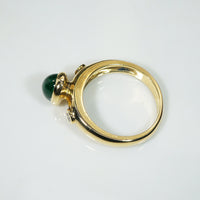 Rich Green Emerald Cabochon 18k Gold Ring