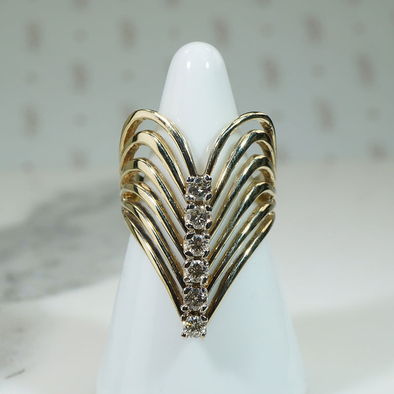 Fabulous 1960s Gold and Diamond Butterfly Ring