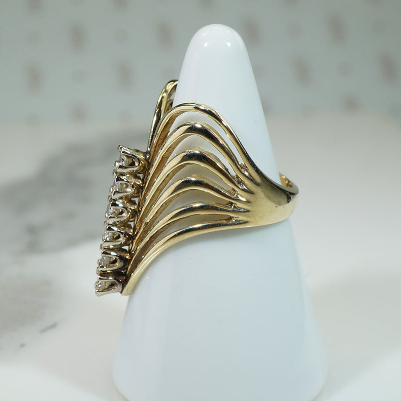Fabulous 1960s Gold and Diamond Butterfly Ring