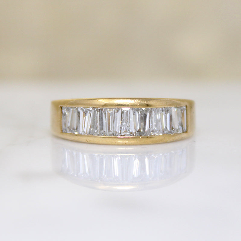 Tapered Baguette Diamonds in Heavy 18k Gold Band