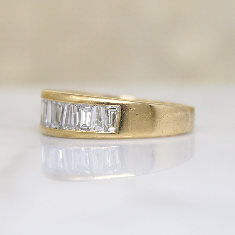 Tapered Baguette Diamonds in Heavy 18k Gold Band