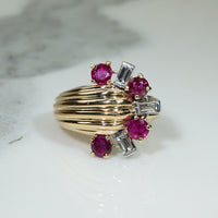Gorgeous Retro Ruby and Diamond Ring