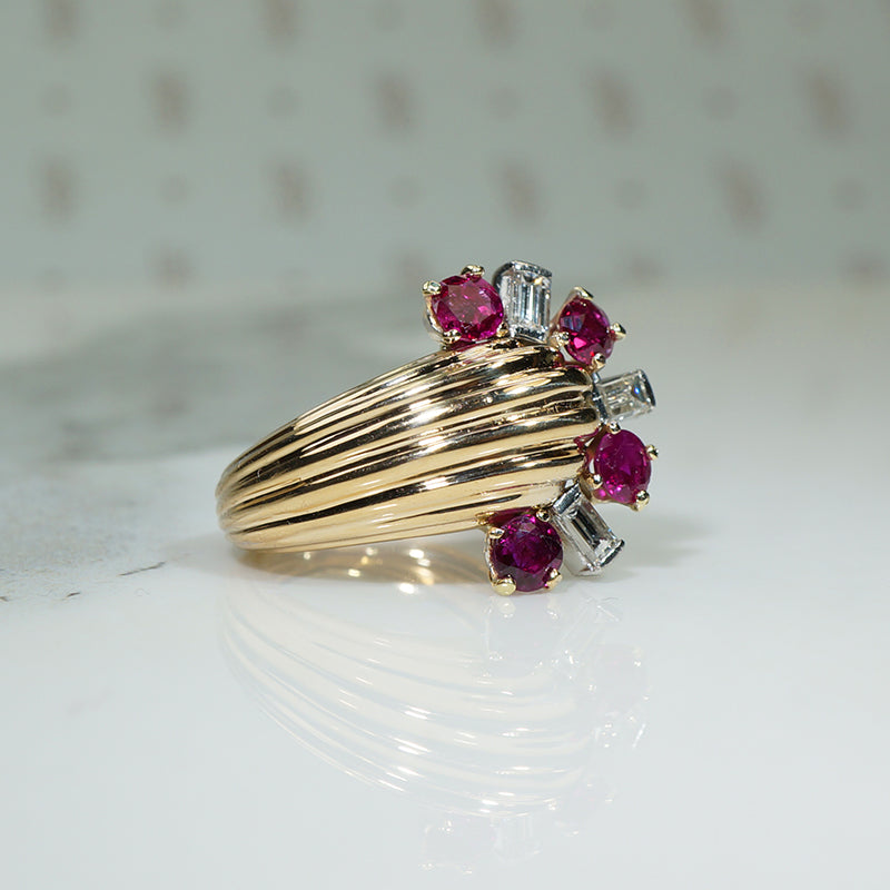 Gorgeous Retro Ruby and Diamond Ring