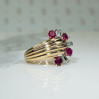 Gorgeous Retro Ruby and Diamond Ring