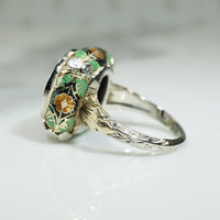 Elaborately Enameled Art Deco Amethyst Ring