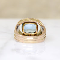 Arts & Crafts Ginko Motif Aquamarine Ring 