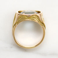 Arts & Crafts Ginko Motif Aquamarine Ring 