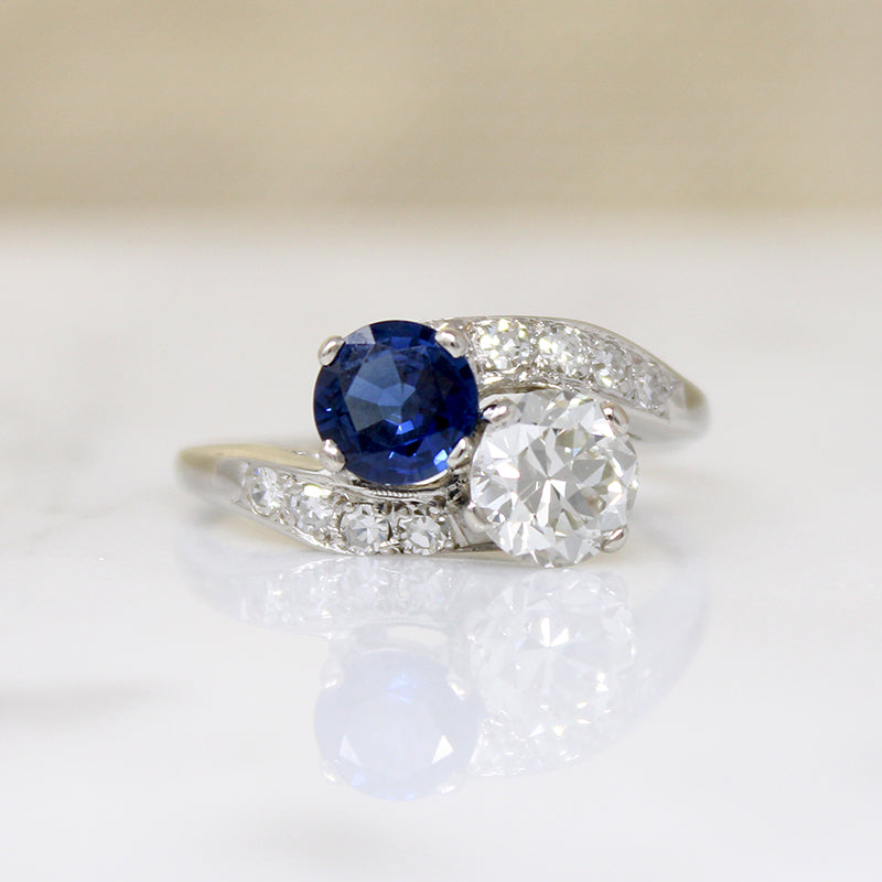 Romantic Sapphire & Diamond Toi et Moi Ring