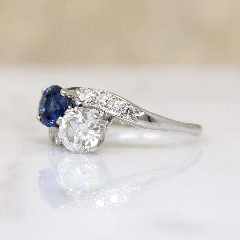 Romantic Sapphire & Diamond Toi et Moi Ring