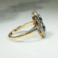 Moody Rose Cut Diamond & Green Glass Victorian Ring