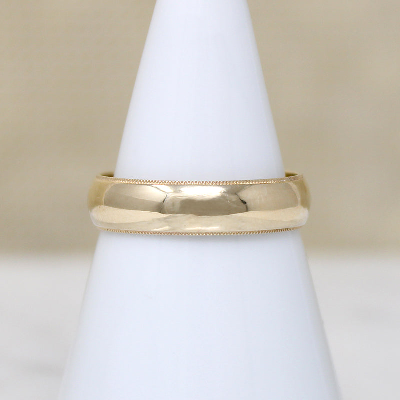Half Round 14k Gold Band with Milgrain Size 7.5