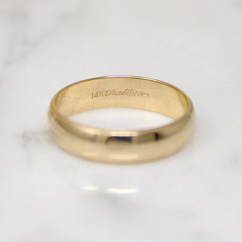 Half Round 14k Gold Band with Milgrain Size 7.5