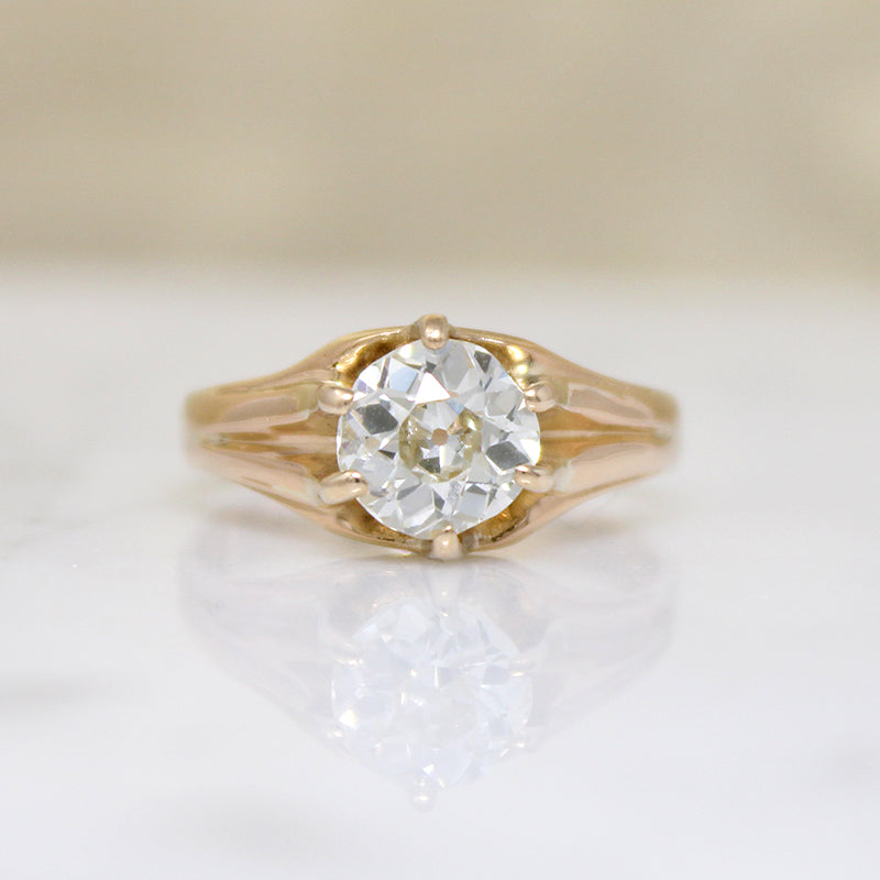 Magnificent 1.29ct Old Euro Cut Diamond in Victorian Solitaire