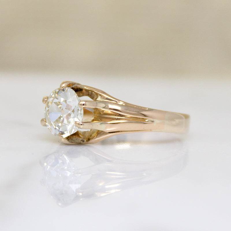 Magnificent 1.29ct Old Euro Cut Diamond in Victorian Solitaire