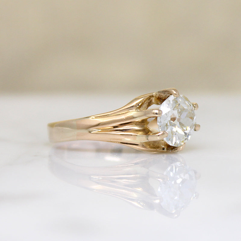Magnificent 1.29ct Old Euro Cut Diamond in Victorian Solitaire