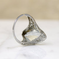 Ice Blue Aquamarine in Filigree Navette Ring