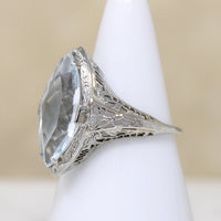 Ice Blue Aquamarine in Filigree Navette Ring