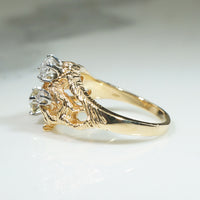 Interesting Modernist Ring with Old European Cut Diamonds