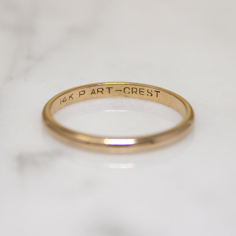 Slender 14k Gold Half Round Band Size 7
