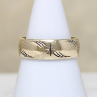 Gold Band Engraved with Stars & Flourishes Size 10.25