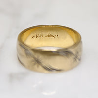 Gold Band Engraved with Stars & Flourishes Size 10.25