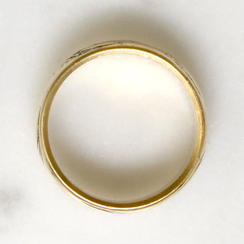 Gold Band Engraved with Stars & Flourishes Size 10.25