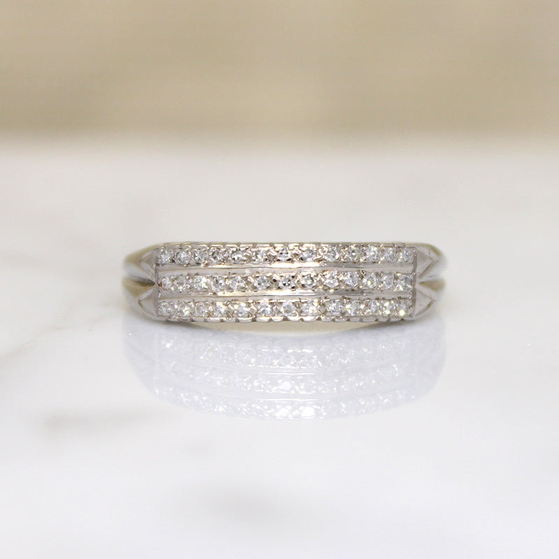 StyleCrest Three Row Diamond & White Gold Band