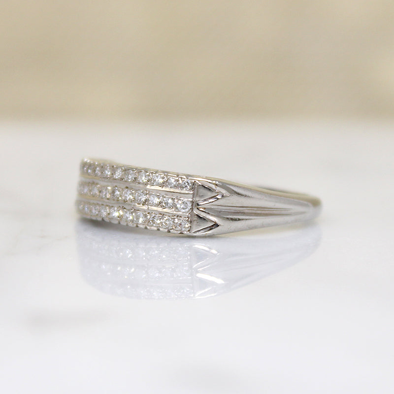 StyleCrest Three Row Diamond & White Gold Band