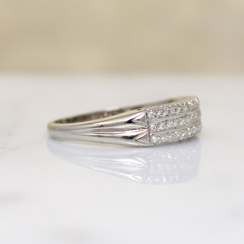 StyleCrest Three Row Diamond & White Gold Band