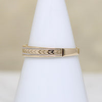 Chevron Engraved 14k Gold Tapered Band