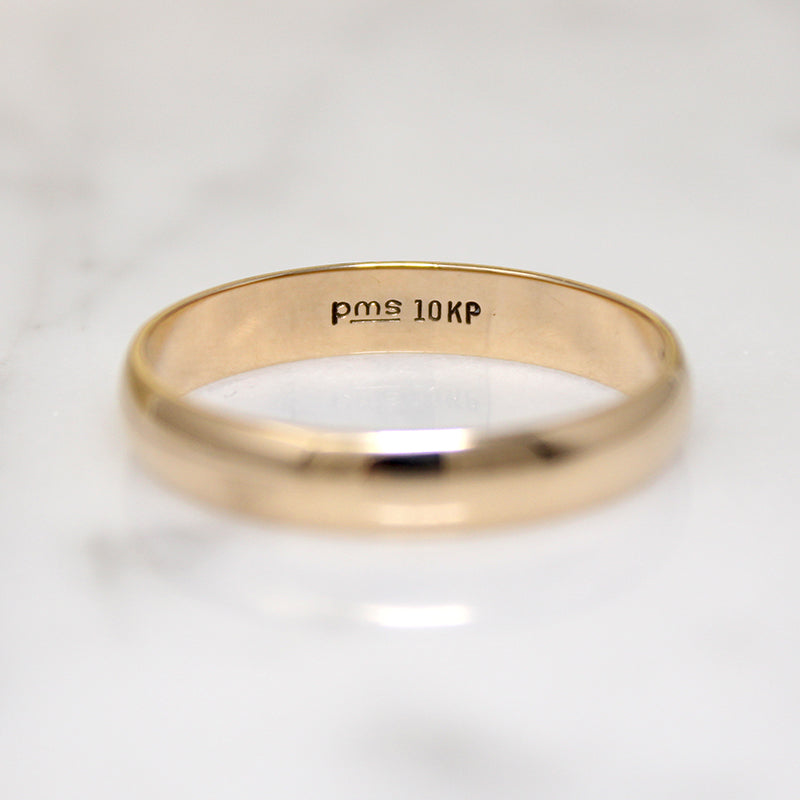 Half Round 10k Gold Band Size 10.5