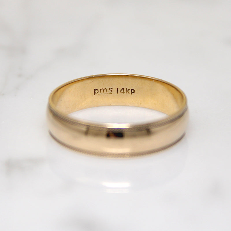 Stylish 14k Gold Band with Milgrain Edge Size 8.75