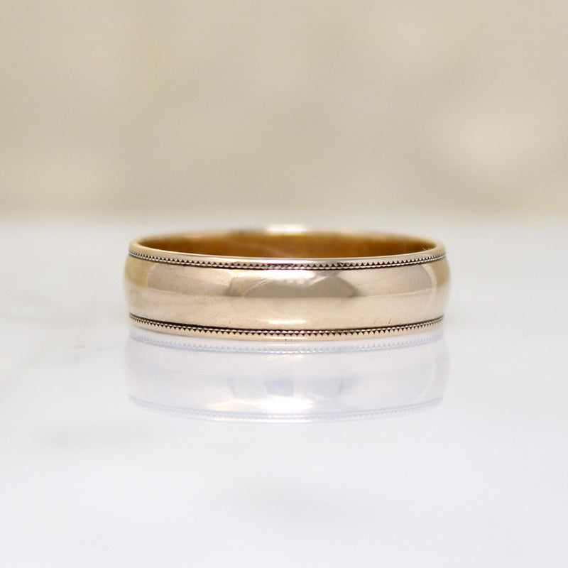 Stylish 14k Gold Band with Milgrain Edge Size 8.75